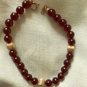 Black Jade bracelet with 14K gold balls and clasp